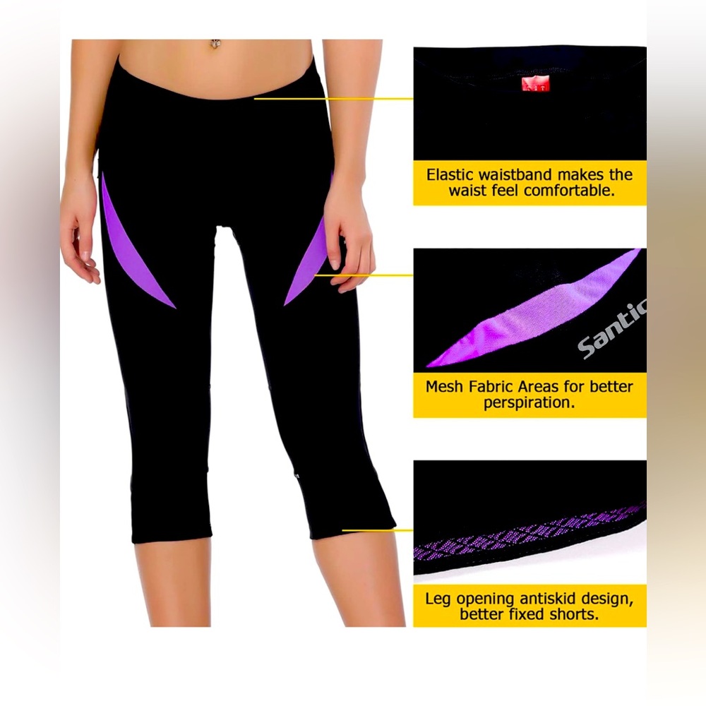 3XL Santic Women's Cycling Padded Breathable Black &  Purple Biking Pants